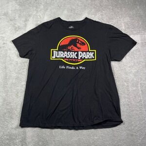 Jurassic Park Graphic Tee Life Men's XL Black Finds A‎ Way Movie T-Shirt Outdoor